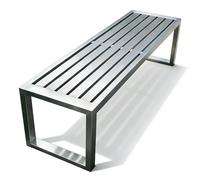Banco de acero inoxidable 304 sin respaldo para exteriores, asiento de patio resistente para 2 personas, diseño resistente a la intemperie para parques públicos, espacios comunitarios, áreas