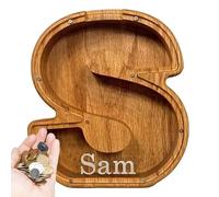 Banco de ahorros,Hucha alfabeto de madera - Hucha transparente, Hucha transparente, regalo de cumpleaños de Navidad para niños y niñas