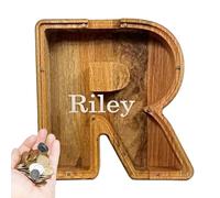 Banco de ahorros, Hucha con diseño de alfabeto grande, Hucha transparente, regalo de cumpleaños de Navidad para niños pequeños, adultos, decoración del hogar