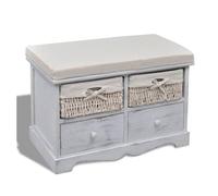 Banco de almacenaje 2 cajones + 2 cestas blanco 42x62x33 cm 33 cm