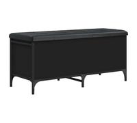 Banco de almacenamiento 102x42x45 cm Madera mecanizada Negro | Estructura de metal estable, acolchado para exteriores, madera resistente a la humedad, capacidad de carga de 110 kg