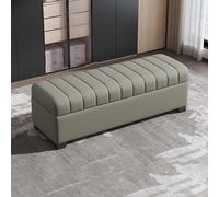 Banco de almacenamiento acolchado de 59 pulgadas, asiento de dormitorio con compartimento oculto, taburete otomano de madera y cuero, decoración versátil del hogar para sala de estar, pasillo y