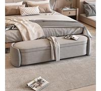 Banco de almacenamiento acolchado de madera para entrada,banco largo moderno con tapa abatible,taburete para cambiar zapatos al final de la cama,para pasillo(Dark Gray+Light Gray,120cm/47.2in)