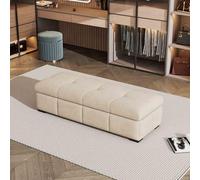 Banco de almacenamiento acolchado de piel sintética para entrada y sala de estar, elegante otomana con almacenamiento, reposapiés versátil y asiento al final de la cama, solución ideal para muebles
