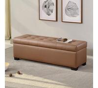 Banco de almacenamiento, banco de cuero al pie de la cama, otomana de almacenamiento con asiento tapizado, banco de entrada, baúl de almacenamiento con espacio de almacenamiento oculto, caja de