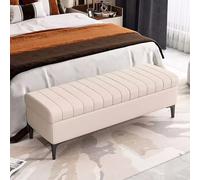 Banco de almacenamiento blanco de alta calidad, puf tapizado para dormitorio, no necesita montaje, entrada elegante, 100 cm, ideal para almacenamiento en dormitorio y sala de estar