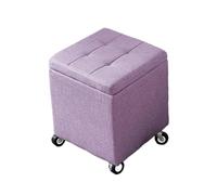 Banco De Almacenamiento Cassapanca Scarpiera Panca Portascarpe con Ruote E Cuscino In Cotone E Lino Ideale per Ingresso Camera Da Letto Corridoio Guardaroba(Purple,17.5" x 11.8" x 0.39")