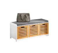 Banco de almacenamiento con acolchados cojines y 3 cubos, entrada zapato gabinete dresser cómodo banco fsr23-wn sobuy 43 cm