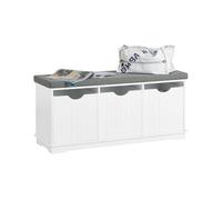 Banco de almacenamiento con acolchados cojines y 3 cubos, estante del zapato, fsr30-w sobuy es 100 cm