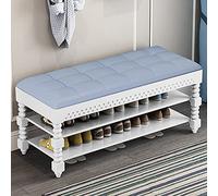 Banco de almacenamiento con asiento de cuero, zapatero de 2 niveles, carga máxima de 440 libras para entrada, dormitorio, organización de sala de estar