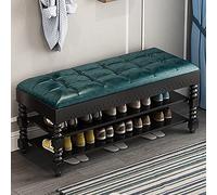 Banco de almacenamiento con asiento de cuero, zapatero de 2 niveles, carga máxima de 440 libras para entrada, dormitorio, organización de sala de estar