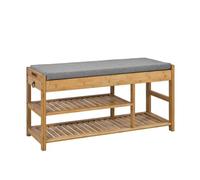 SoBuy FSR47-N,ES Banco de Almacenamiento con cajón y cojín,Zapatero,L90 cm x H45 cm (Bambú)