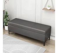 Banco de almacenamiento con cojín, 100 x 40 cm, color gris oscuro, elegante asiento de entrada, baúl de almacenamiento versátil para sala de estar, dormitorio, pasillo, banco de zapatos, tapizado