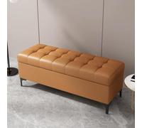 Banco de Almacenamiento Cuero PU Banqueta Pie de Cama Tapizado Puff Baul | Banco Zapatero Moderno con Patas de Metal Baul de Almacenaje para Dormitorio Recibidor Salon(Orange,100cm/39.4in)