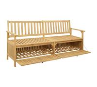 Banco de almacenamiento de 2 plazas, 170 x 63 x 84 cm, acacia maciza | Caja bajo asiento, cojines y herramientas, patio jardín balcón, respaldo ergonómico, acacia maciza, fácil mantenimiento