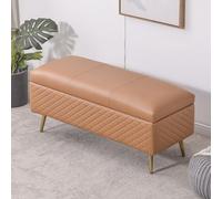 Banco De Almacenamiento De Cuero, Banco De Extremo De Cama Para Dormitorio, Otomano Para Cambiar Zapatos De Entrada, Soporte De Metal, Adecuado Para Entrada, Sala Light brown 120x40x45cm(47x16x18in)
