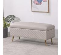 Banco De Almacenamiento De Cuero, Banco De Extremo De Cama Para Dormitorio, Otomano Para Cambiar Zapatos De Entrada, Soporte De Metal, Adecuado Para Entrada, Sala De Esta Beige 80x40x45cm(31x16x18in)