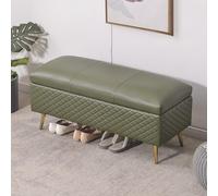 Banco De Almacenamiento De Cuero, Banco De Extremo De Cama Para Dormitorio, Otomano Para Cambiar Zapatos De Entrada, Soporte De Metal, Adecuado Para Entrada, Sala D Dark green 140x40x45cm(55x16x18in)