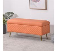 Banco De Almacenamiento De Cuero, Banco De Extremo De Cama Para Dormitorio, Otomano Para Cambiar Zapatos De Entrada, Soporte De Metal, Adecuado Para Entrada, Sala De Es orange 100x40x45cm(39x16x18in)