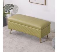 Banco De Almacenamiento De Cuero, Banco De Extremo De Cama Para Dormitorio, Otomano Para Cambiar Zapatos De Entrada, Soporte De Metal, Adecuado Para Entrada, Sala Light green 120x40x45cm(47x16x18in)