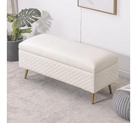 Banco De Almacenamiento De Cuero, Banco De Extremo De Cama Para Dormitorio, Otomano Para Cambiar Zapatos De Entrada, Soporte De Metal, Adecuado Para Entrada, Sala De Esta white 80x40x45cm(31x16x18in)