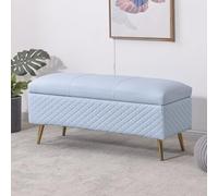 Banco De Almacenamiento De Cuero, Banco De Extremo De Cama Para Dormitorio, Otomano Para Cambiar Zapatos De Entrada, Soporte De Metal, Adecuado Para Entrada, Sala D Light blue 120x40x45cm(47x16x18in)