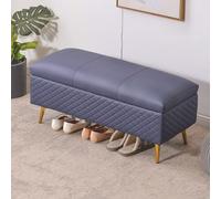 Banco De Almacenamiento De Cuero, Banco De Extremo De Cama Para Dormitorio, Otomano Para Cambiar Zapatos De Entrada, Soporte De Metal, Adecuado Para Entrada, Sala De Dark blue 60x40x45cm(24x16x18in)