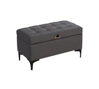 Banco de almacenamiento de cuero con asiento acolchado, patas de acero al carbono, muebles de entrada y dormitorio, color gris, 80 cm, elegante y funcional para decoración del hogar