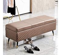 Banco de almacenamiento de cuero de alta calidad, moderno tapizado, asiento de almacenamiento, elegante otomana de almacenamiento para dormitorio, muebles multifuncionales para decoración del hogar