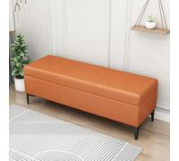Banco de almacenamiento de cuero extra grande tapizado para sofá con función de cambio de zapatos, elegante asiento de ventana, solución de almacenamiento versátil para dormitorio y sala de estar