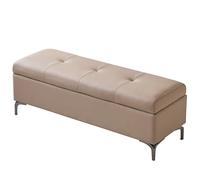 Banco de almacenamiento de cuero marrón con almacenamiento oculto otomano para entrada y dormitorio, zapatero para sala de estar, 120 x 45 cm