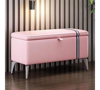 Banco de almacenamiento de cuero moderno rectangular para entrada con asiento acolchado, baúl de madera maciza, muebles multifuncionales de entrada, diseño elegante y duradero