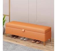 Banco de almacenamiento de cuero para dormitorio y entrada, otomana tapizada con patas de acero, elegante zapatero y asiento versátil al final de la cama, muebles multifuncionales para sala de estar