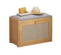 Banco de almacenamiento de entrada con zapatero, zapatero de madera de 2 niveles con puertas, muebles de pasillo para zapatos, entrada, sala de estar, diseño que ahorra espacio