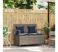 Banco de almacenamiento de jardín con cojín gris, resina trenzada | Caja de seguridad integrada, bolsa impermeable, muelle de gas, funda lavable, asiento exterior duradero