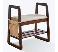 Banco de almacenamiento de madera para entrada con reposabrazos y zapatero, organiza y decora tu hogar con muebles multifuncionales