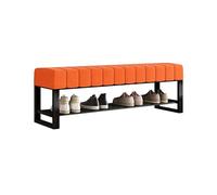 Banco de almacenamiento de metal con asiento acolchado, zapatero versátil para entrada, sala de estar, oficina, pasillo o tienda, reposapiés multifuncional de 31.5 pulgadas de ancho