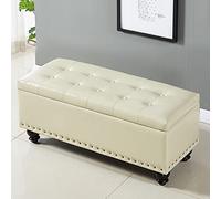 Banco de almacenamiento de piel sintética, otomana tapizada para dormitorio, sala de estar y entrada, elegante asiento al final de la cama con amplio espacio de almacenamiento