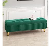Banco de almacenamiento de terciopelo con reposapiés tapizado rectangular otomano para dormitorio, elegante contenedor para sofá, asiento de ahorro de espacio para sala de estar y dormitorio