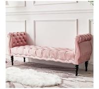 Banco de almacenamiento de terciopelo de 47 pulgadas con reposabrazos, tapizado, otomano, elegante al final de la cama, asiento y almacenamiento, muebles de dormitorio y sala de estar, color rosa, 160