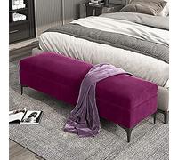 Banco de almacenamiento de terciopelo de alta calidad para dormitorio, tapizado, extremo de la cama, otomana, color morado, 39 x 16 x 17 pulgadas, elegante nizer para decoración del hogar y ahorro de