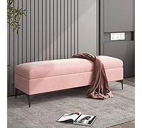 Banco de almacenamiento de terciopelo de alta calidad tapizado con extremo de cama, elegante baúl para dormitorio, color rosa, 90 x 40 x 43 cm, perfecto para decoración del hogar y nización