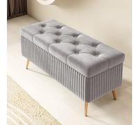 Banco de Almacenamiento de Terciopelo de Lujo, Moderno, Gris Claro, para Zapatos, con un diseño Elegante. Otomana de Almacenamiento versátil para Sala de Estar, Dormitorio y Pasillo: una Sol
