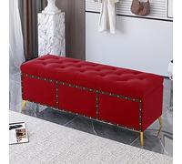 Banco de almacenamiento de terciopelo moderno otomano tapizado para dormitorio, elegante banco contenedor con almacenamiento, solución de asiento cómoda, decoración elegante del hogar