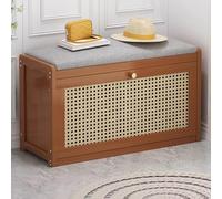 Banco de almacenamiento de zapatos amarillo con cojín para entrada y gabinete, estante con cajón abatible para pasillo y puerta delantera, 70 x 25 x 45 cm