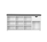 VASAGLE Banco para zapatos LHS24WT Asiento acolchado y estante Blanco y Gris