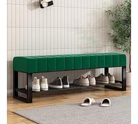 Banco de almacenamiento de zapatos con asiento acolchado y estante de 2 niveles para organización de entrada y dormitorio