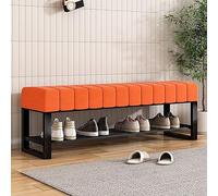 Banco de almacenamiento de zapatos con asiento acolchado y estante de 2 niveles para organización de entrada y dormitorio