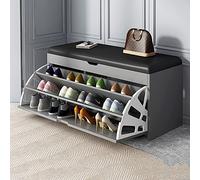 Banco de almacenamiento de zapatos con cajón para entrada y pasillo, cajón plegable, diseño de madera con tapicería acolchada, nizer que ahorra espacio para decoración del hogar
