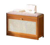 Banco de almacenamiento de zapatos de 2 niveles con puertas de malla, armario de entrada de madera, elegante estante de zapatos para pasillo, puerta delantera, sala de estar, vestíbulo, diseño de